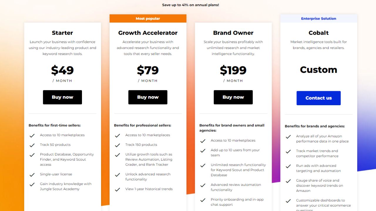 Jungle Scout pricing plans